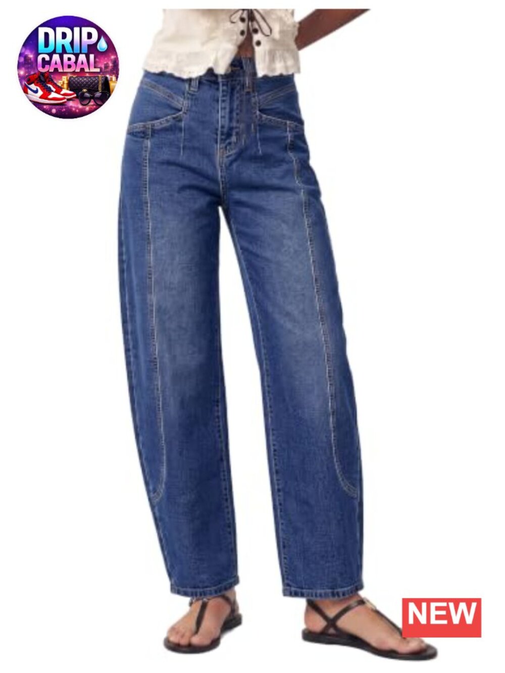 Baggy High Rise Stretch Denim Jeans Women Barrel Ankle Pants